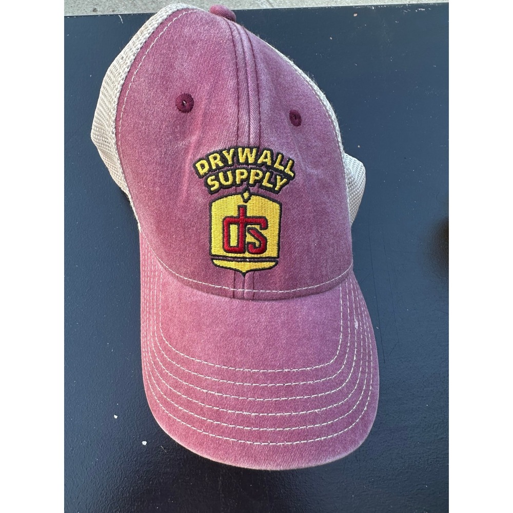 Drywall Supply Trucker Hat Maroon Faded Mesh Snapback Workwear Cap OSFM